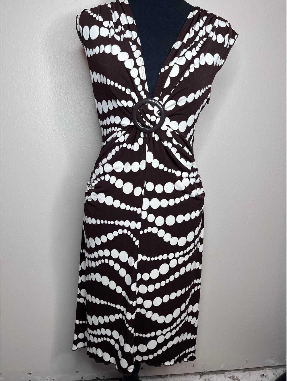 XOXO brown and white sleeveless dress